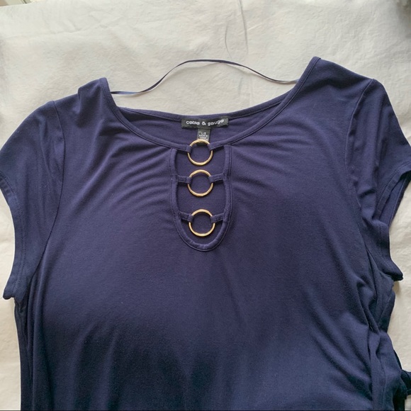 2/$30 Cable and Gauge Navy Knit Top - Picture 4 of 6